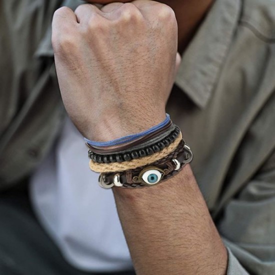 31Pcs Braided Leather Bracelets For Men Women Wooden Beaded Wrist Woven Cuff Wrap Bracelet Set Adjustable 31Pcs Braided Leather Bracelets For Men Women Wooden Beaded Wrist Woven Cuff Wrap Bracelet Set Adjustable